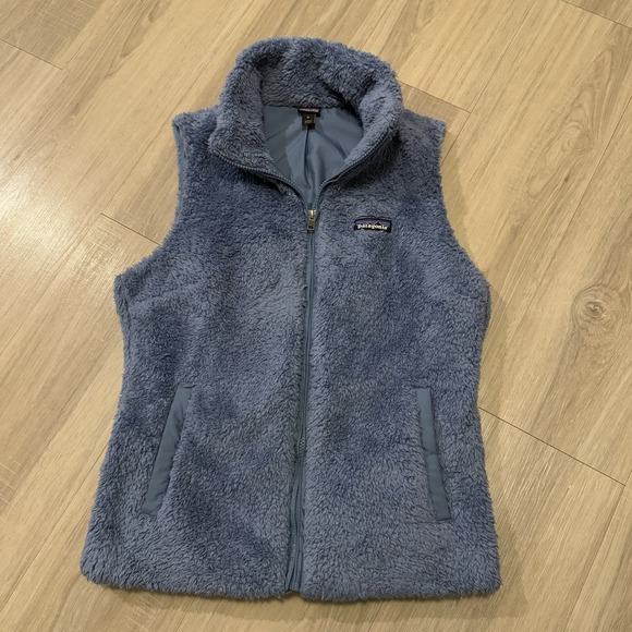 Patagonia Jackets & Blazers - Patagonia Vest Jacket Adult M Blue Fuzzy Fleece Los Gatos Outdoors Logo Womens